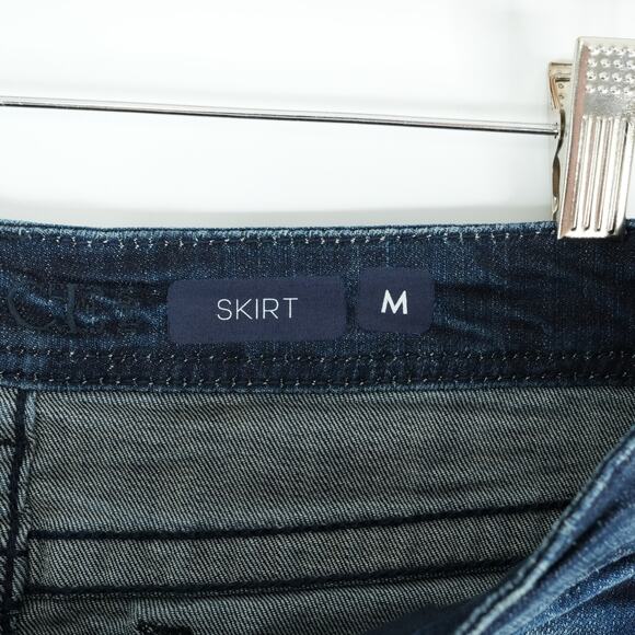 Grace in LA Skirt Womens M Embellished Rhinestone Peace Sign Designer Denim Jean - Picture 5 of 7